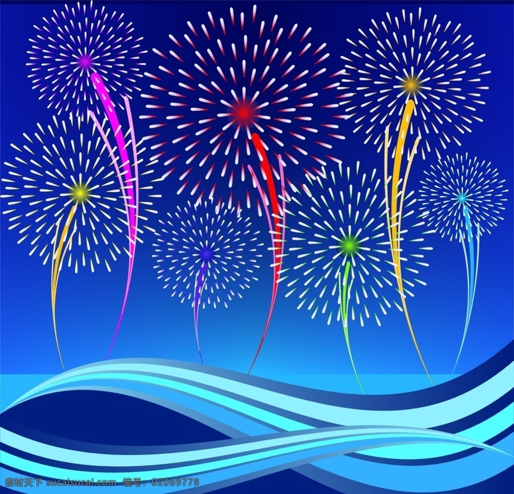 烟花 底纹和花边 海报 矢量