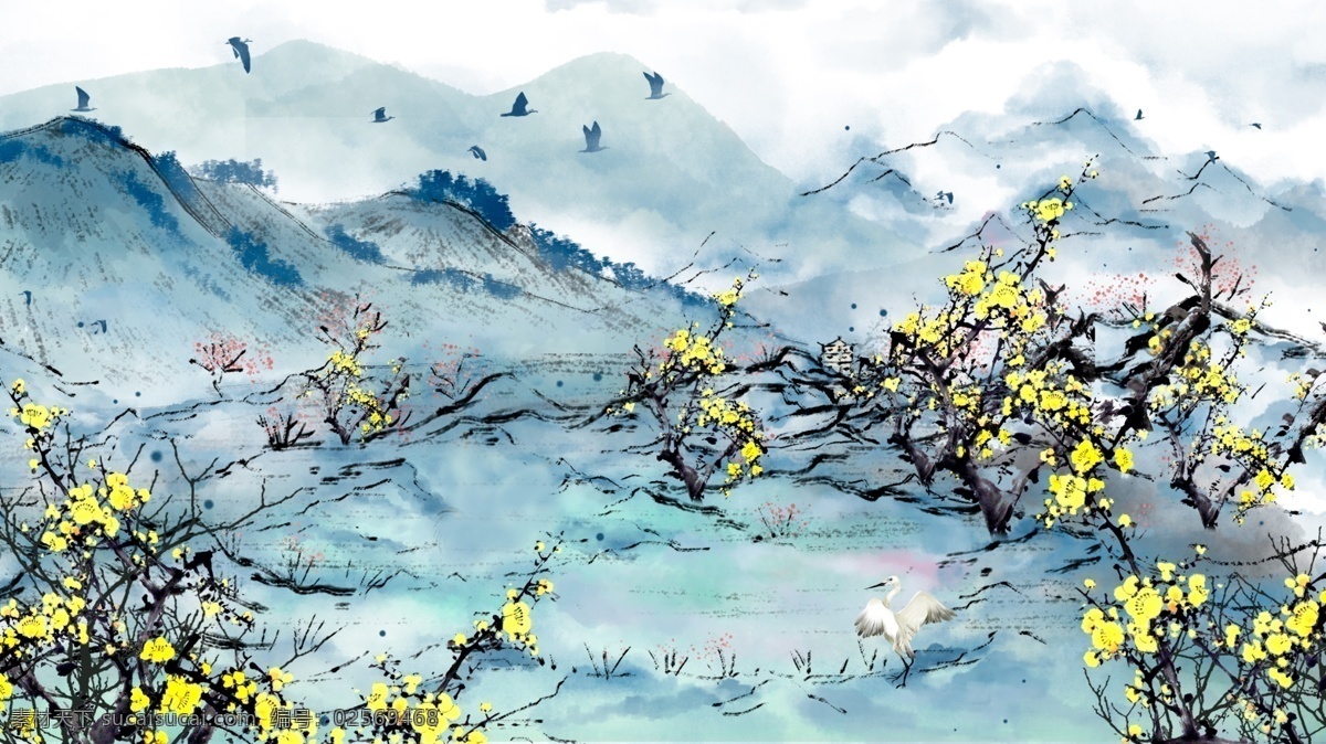 手绘 唯美 中国 水墨画 成语故事 水彩画 插画 电商 手机配图 网络用途