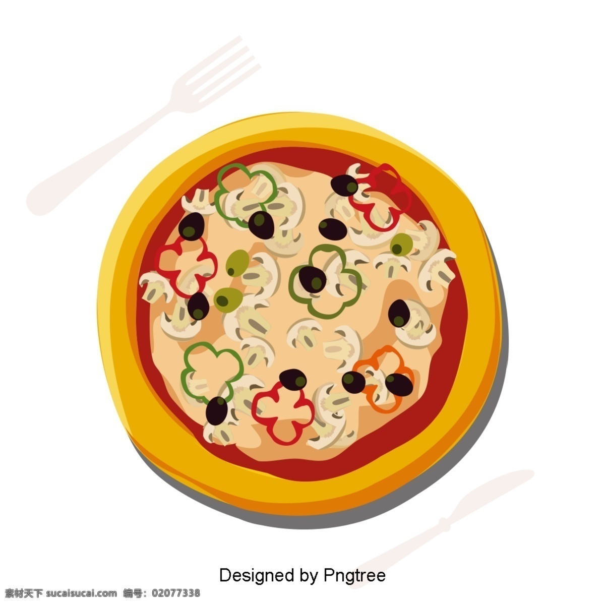 漂亮 的卡 通 可爱 手绘 美味 西餐 比萨饼 外卖 卡通 创意 食物 披萨 塔克