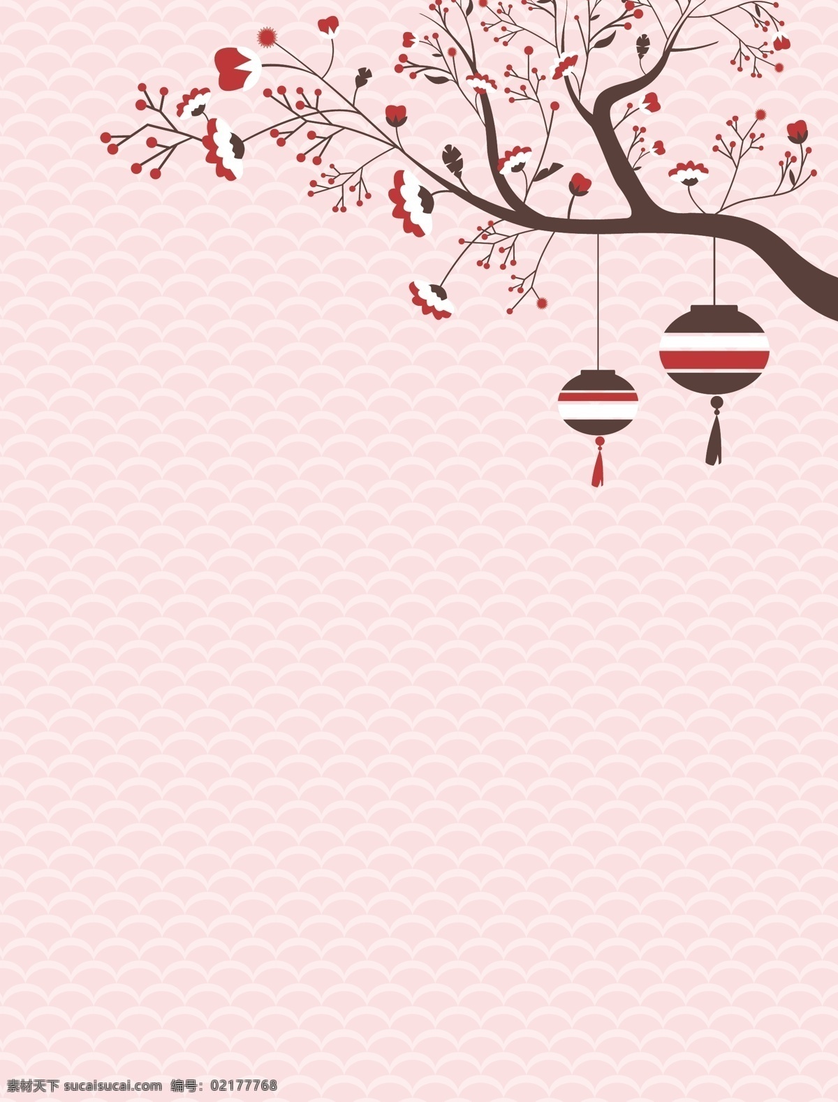 矢量 中国 风 传统 手绘 梅花 灯笼 背景 中国风 古风 春节 海水纹 海报