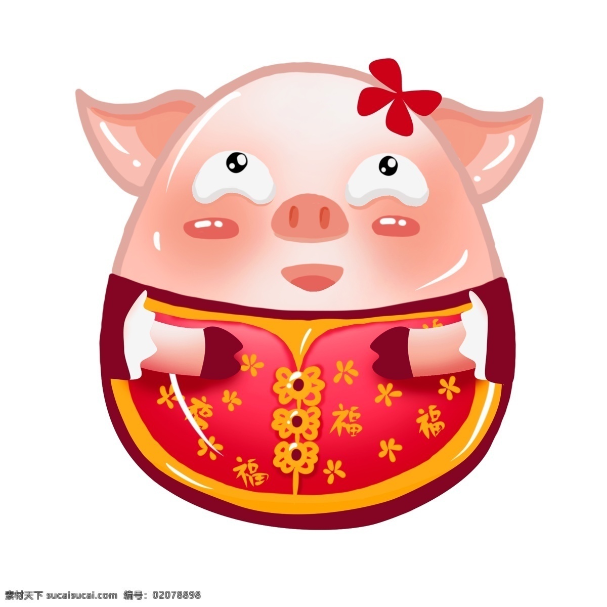 2019 猪年 新年 红红火火 手绘 卡通 吉祥 猪 卡通猪 手绘猪 可爱动物 拜年 吉祥猪 可爱猪猪 新年猪 亥猪