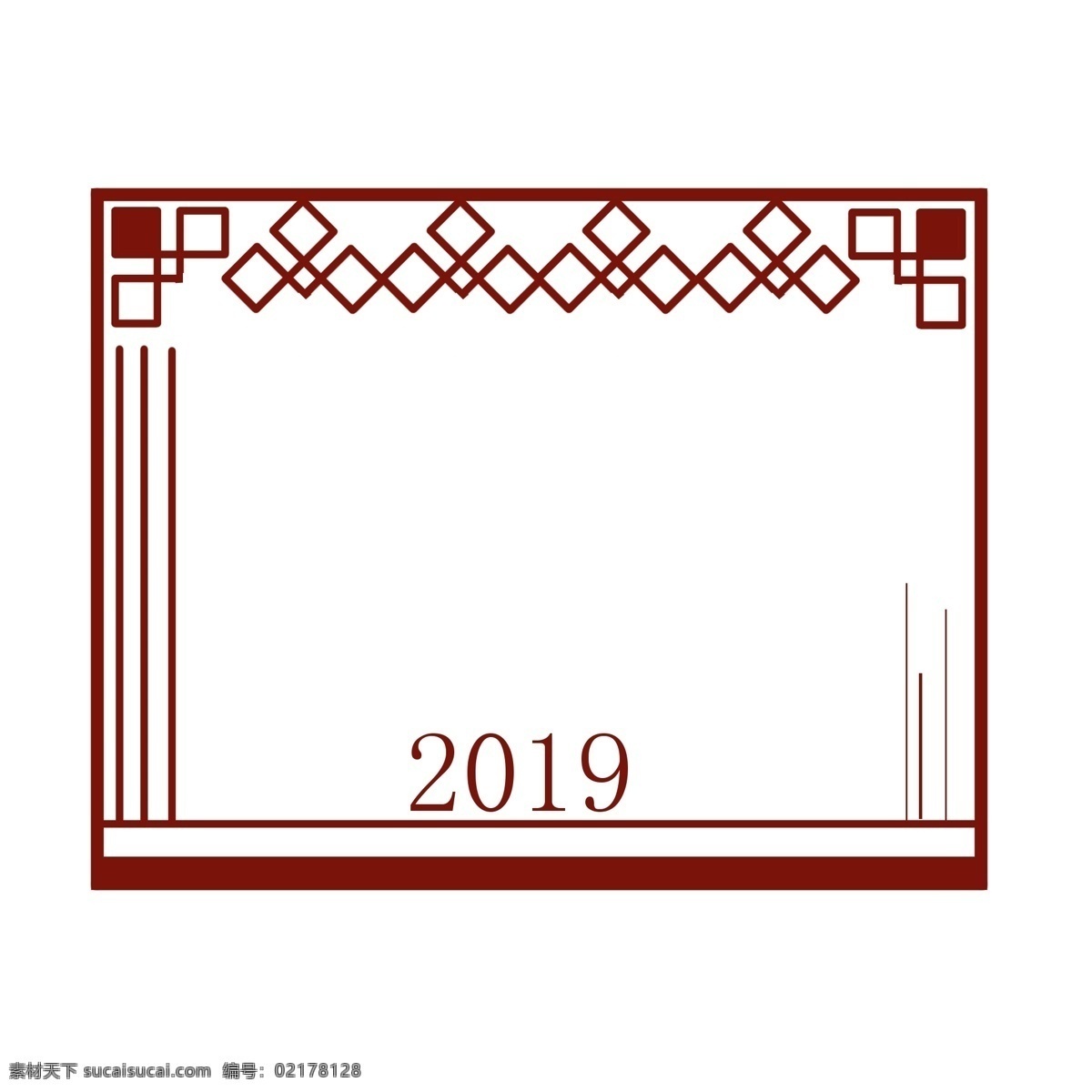春节 新年 中国 风 红色 边框 中国风 2019 古风 复古 对称 扁平 文艺 格子 矢量 节日 装饰