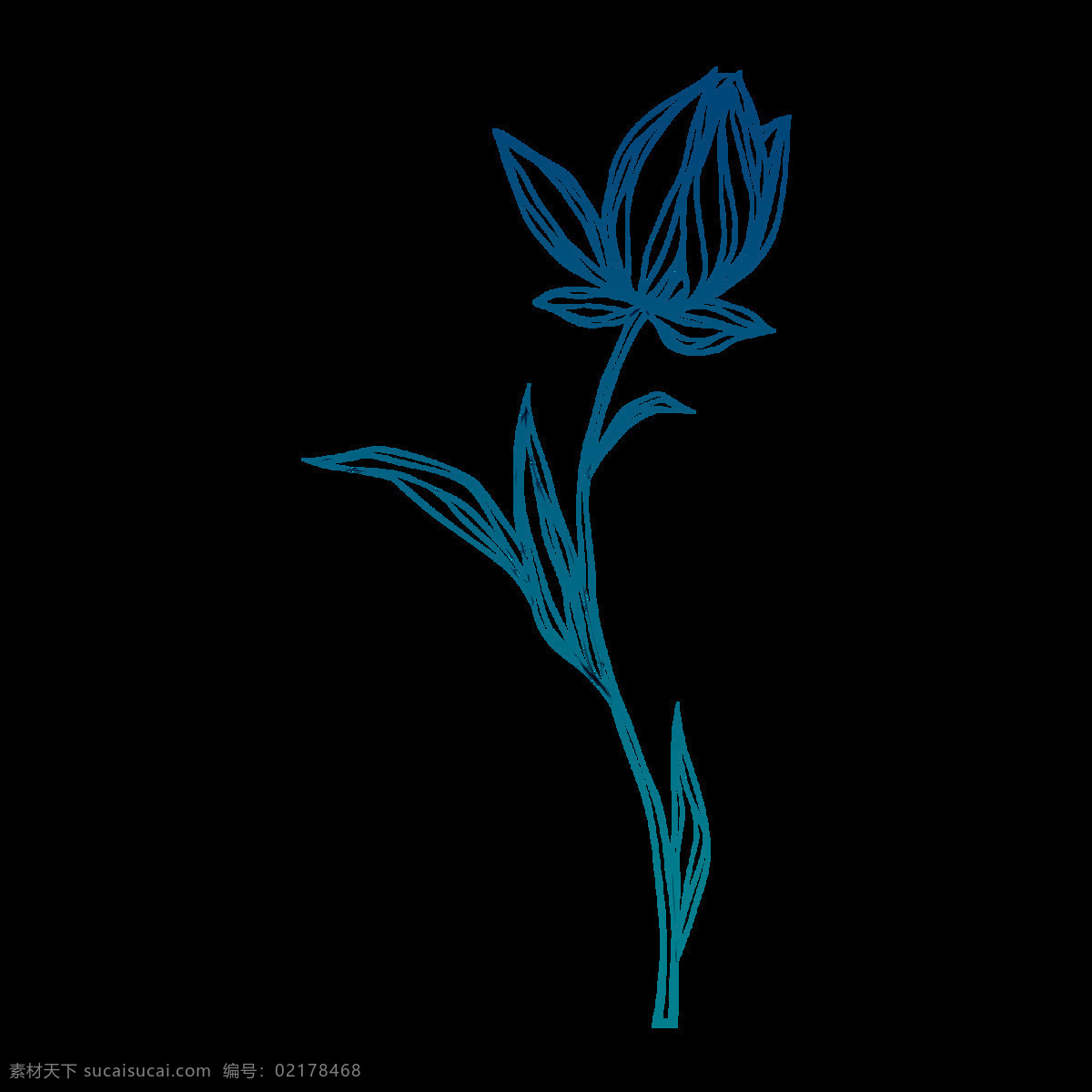 蓝色 线描 荷花 元素 壁画 边框素材 抽象艺术 创意素材 花草图案 花朵图案 花卉 花卉元素 花纹图案 时尚图案 手绘花朵 手绘图案 水彩图案 中国风