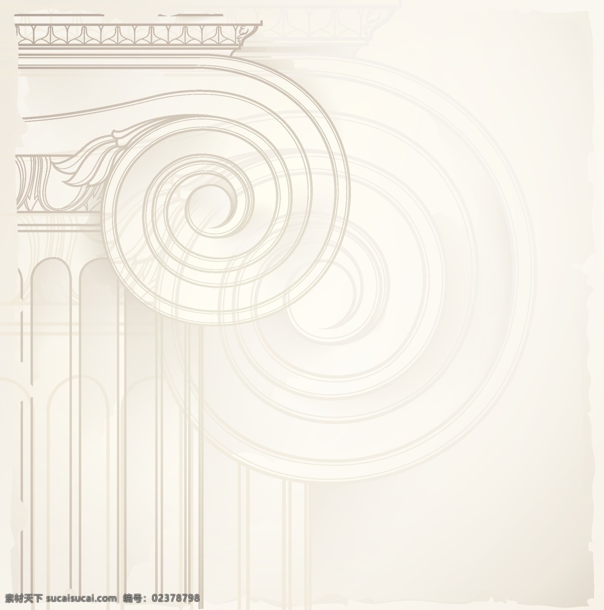 古罗马柱局部 线描图 柱子 建筑 生活百科 矢量素材 白色