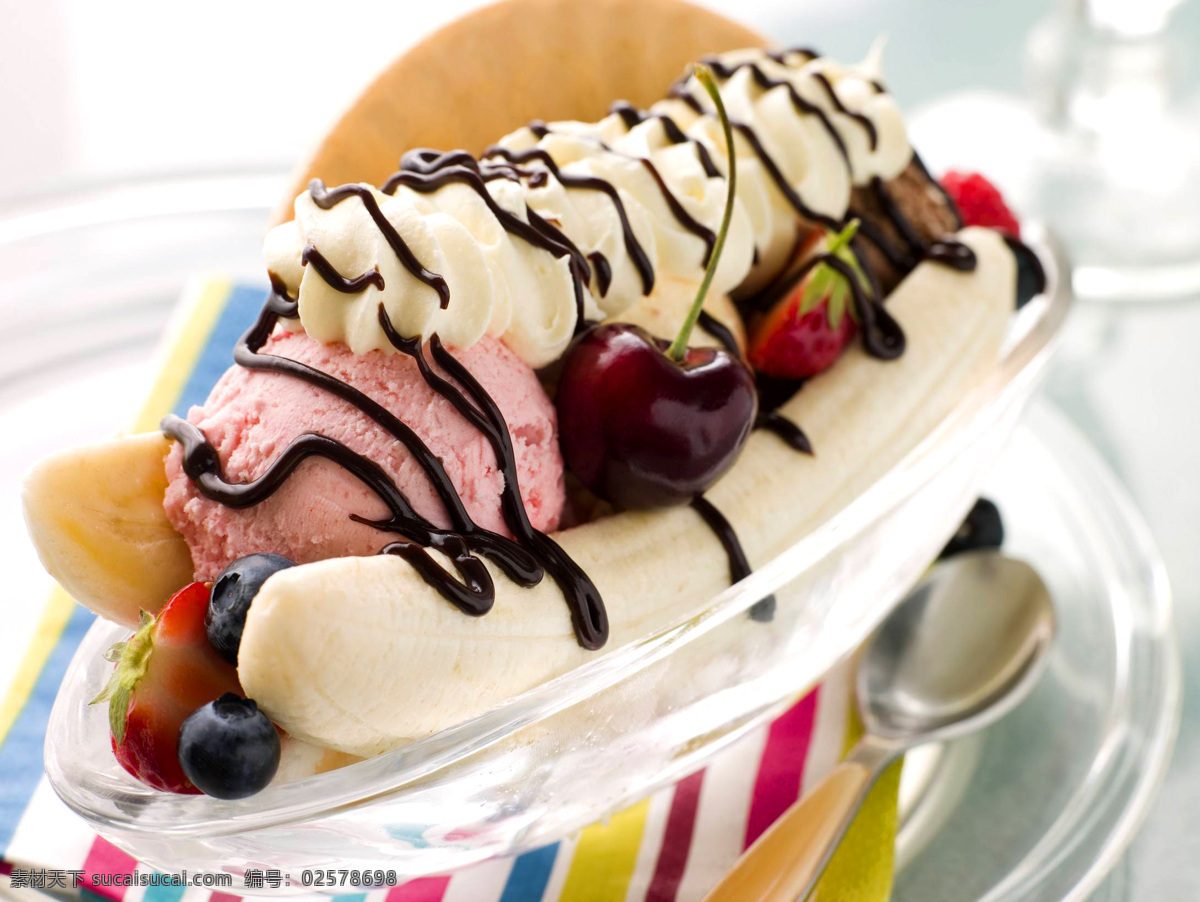 冰淇淋 香蕉船 甜点 冰糕 雪糕 香蕉 冰淇淋球 食品