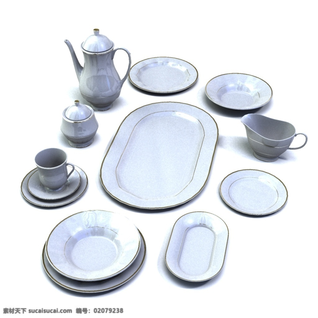 整套 餐具 茶具 盘子 杯子 3d 模型 模型素材 餐盘 茶杯 茶壶3d模型 茶壶 3dmax 源文件