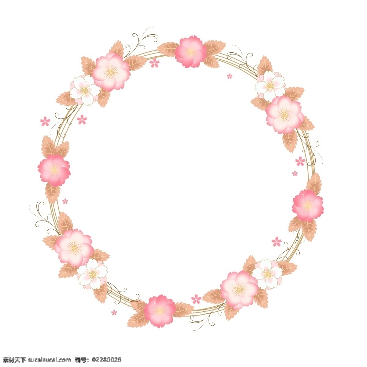花 卡通 樱花 浪漫 欧式 花卉 边框 粉色 手绘 植物 樱花边框