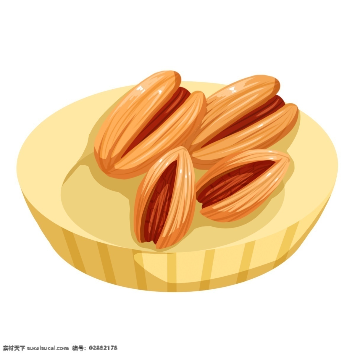 年货 干果 手绘 插画 年货食物插画 手绘干果 卡通干果 美味的干果 黄色的干果 漂亮的干果 干果装饰