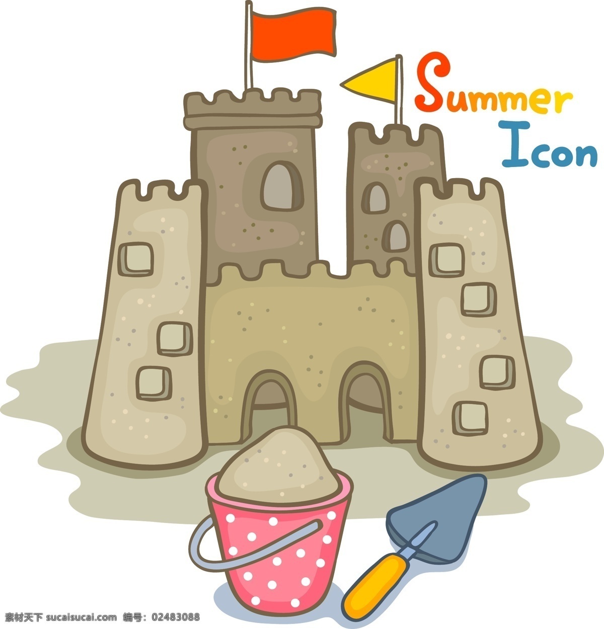 卡通元素 卡通 矢量 卡通城堡素材 卡通城堡 城堡 沙子