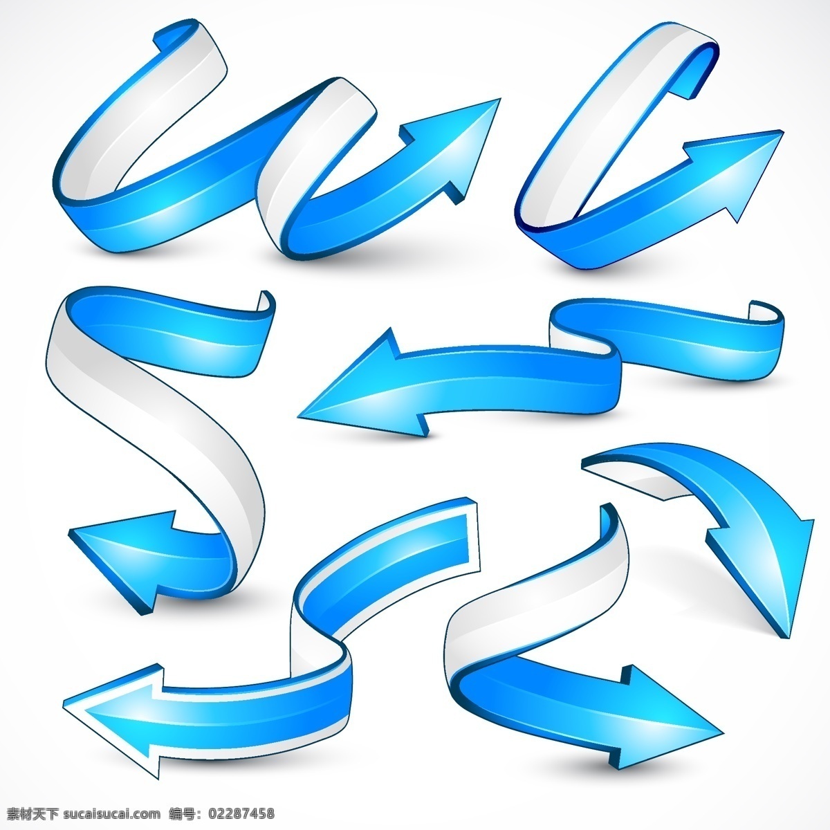 动态 矢量 箭头 标志 蓝色的 旋转 三维方向 动态的 环境的