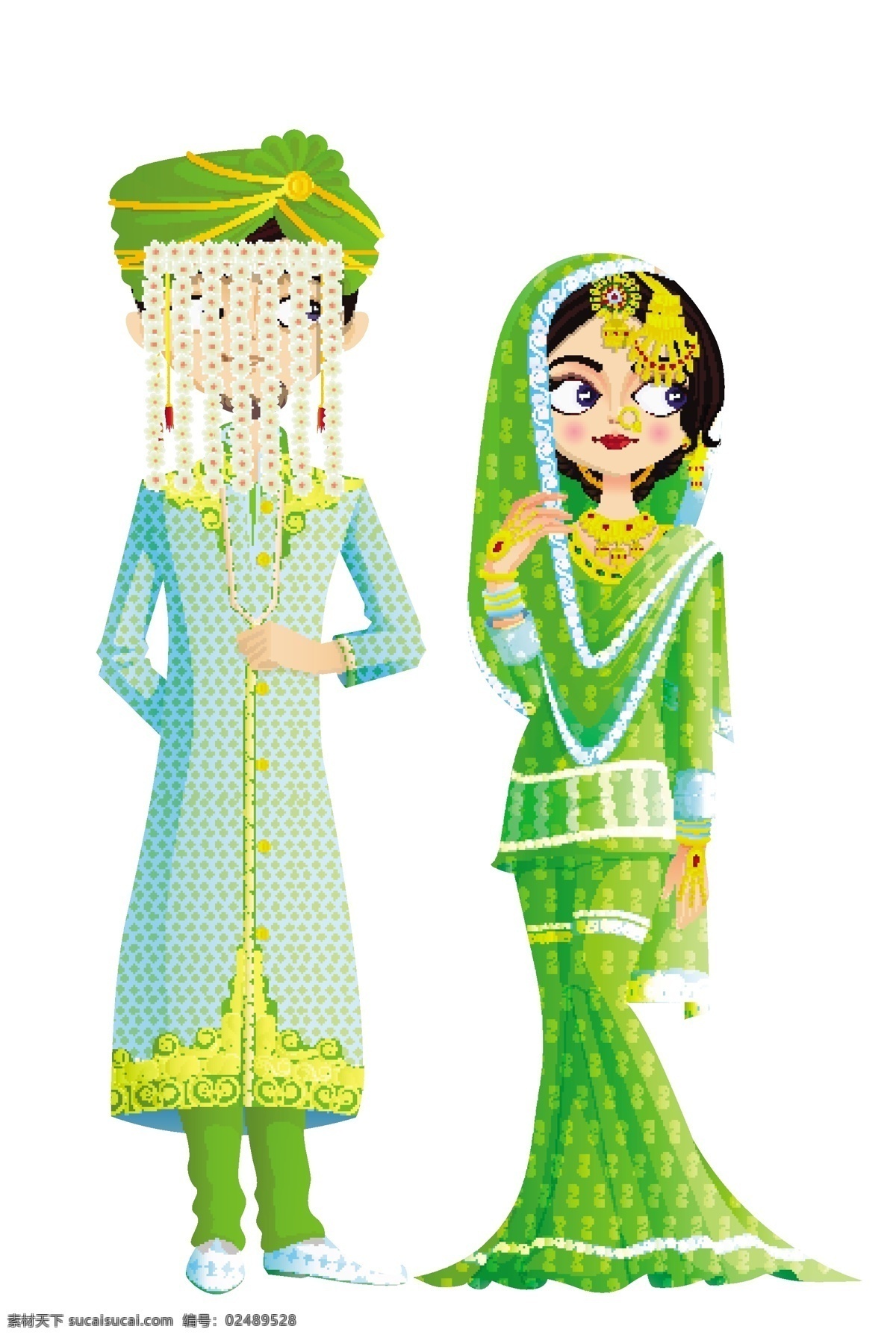 传统 印度 婚礼 服饰 婚庆 婚礼服饰 传统服饰 亚洲传统服饰 新人图片 矢量素材 白色