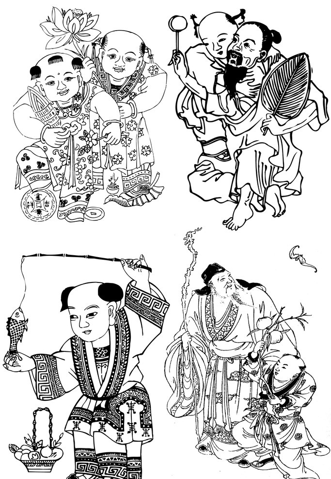 中国吉祥图案 中国 传统 吉祥 图案 传统图案 传统文化 传统人物 神仙 传统八仙 分层 源文件