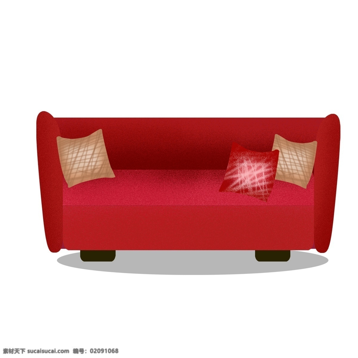 红色 喜庆 沙发 元素 家居 简约 红色沙发 设计元素 手绘图案 元素设计 psd元素