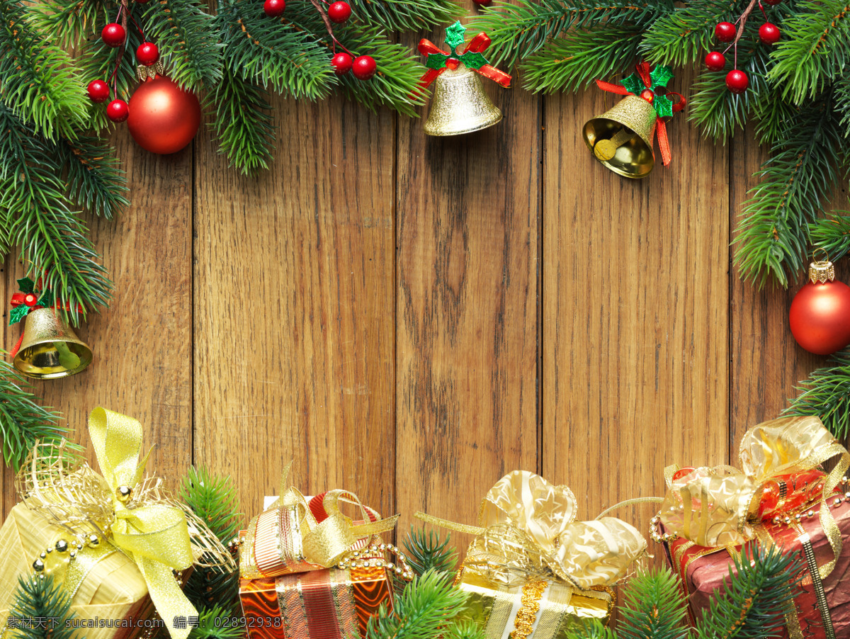 圣诞树 圣诞节 节日 彩球 礼物 铃铛 边框 圣诞元素 木板 木纹 节日庆典 生活百科 黑色