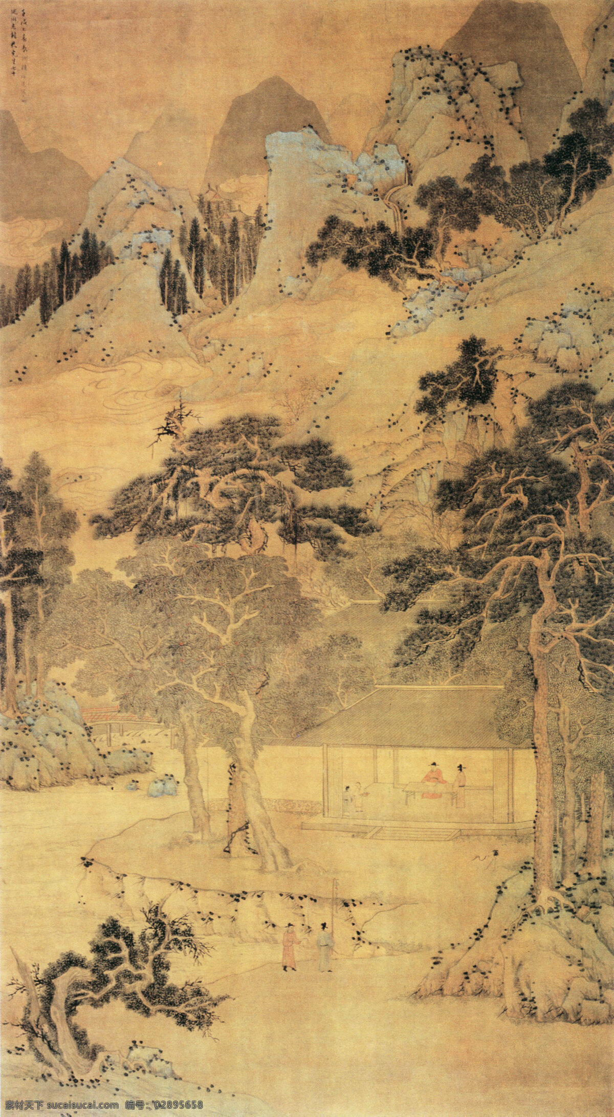 谷 下有 风景 古典 古画 山水 山水画 谷下有谷 中华传世国画 中国画艺术 装饰素材 室内装饰用图