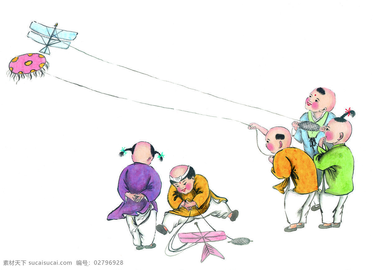 中国国画 儿童 文化艺术 绘画书法 设计图库
