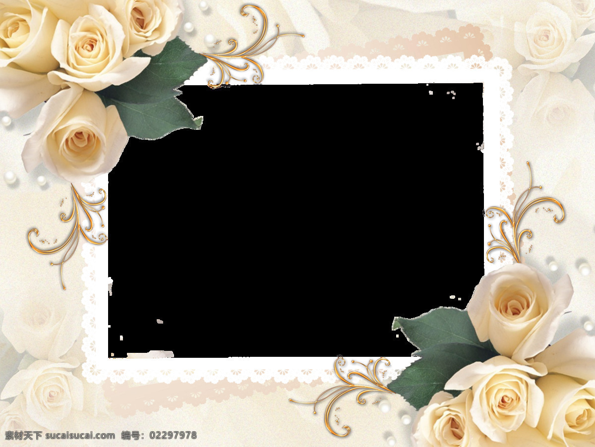黄色 玫瑰花 照片 相框 模板 psd源文件 婚纱 儿童 写真 相册
