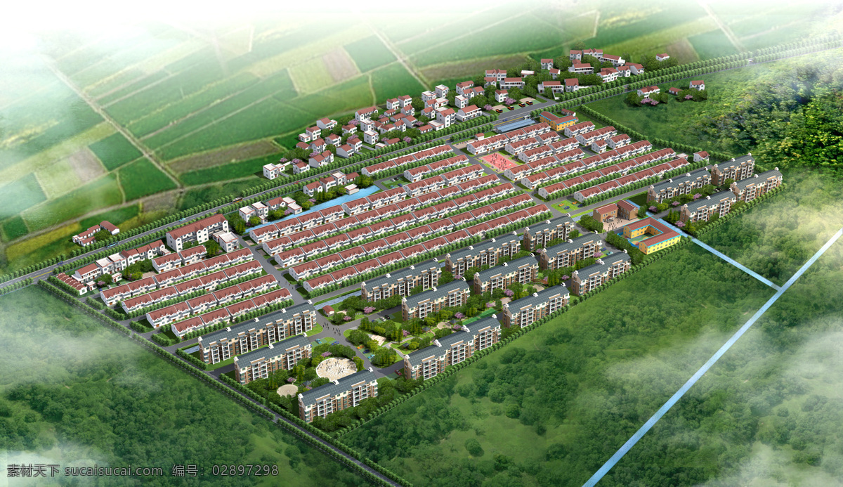 新农村 规划 效果 效果图 建筑 景观 3d设计