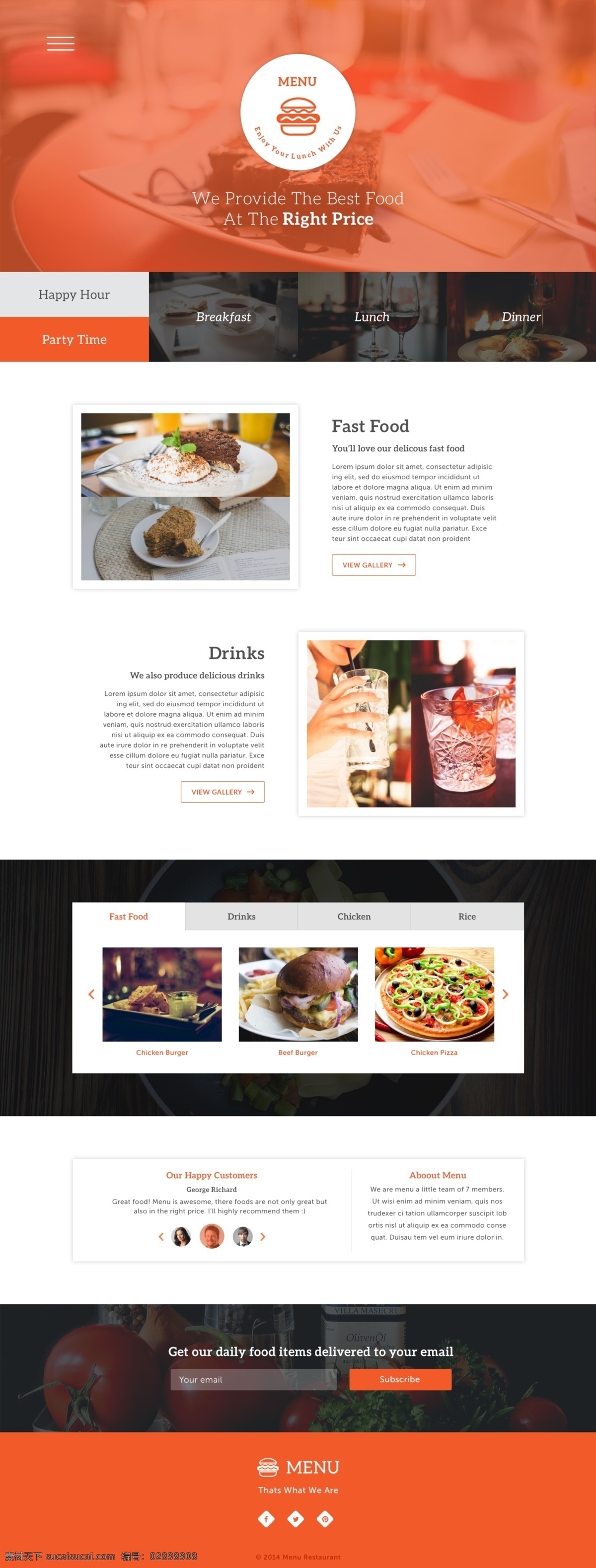 美食 类 网站 one page 单 页 模板 下 网页模板 网页界面 白色