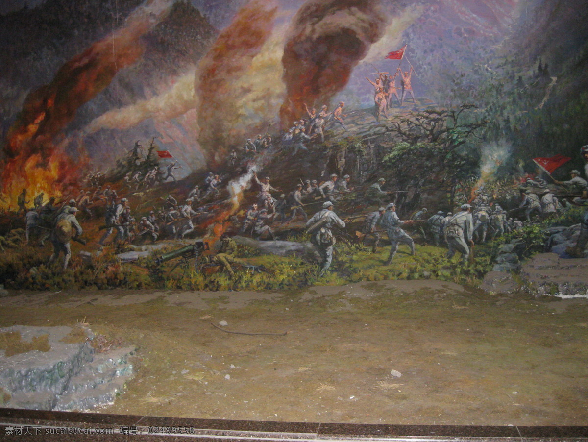 红军 解放军 革命战争 壁画 游击队 红旗 胜利 美术绘画 文化艺术