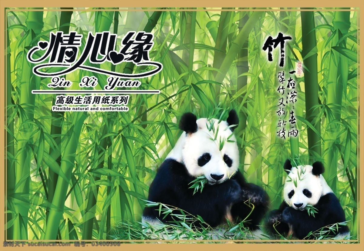 熊猫竹子 熊猫 竹子 竹林 熊猫宣传 情心缘 广告设计模板 源文件