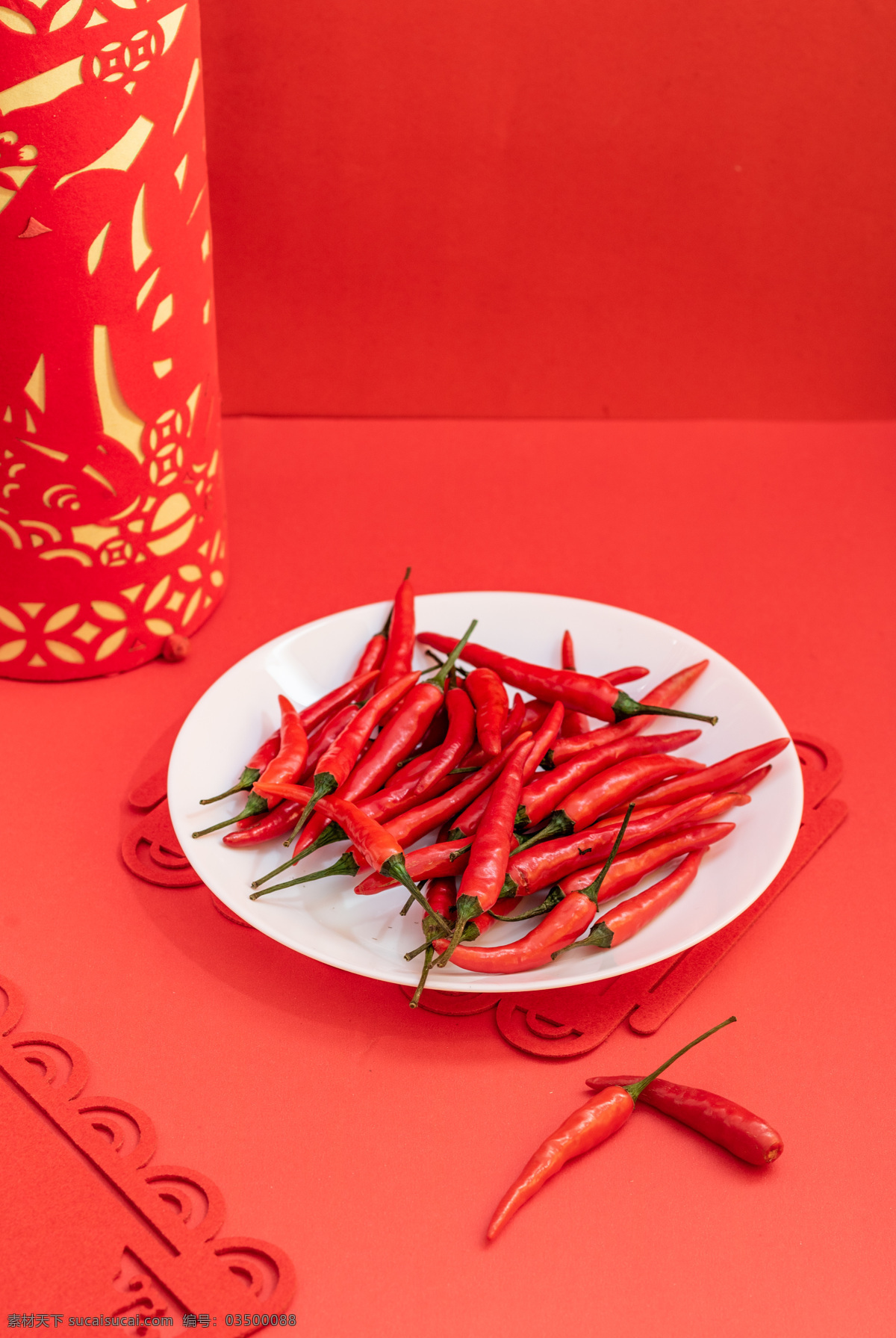 新鲜 调味品 香料 蔬菜 生物世界 新年红辣椒 生活百科 生活素材