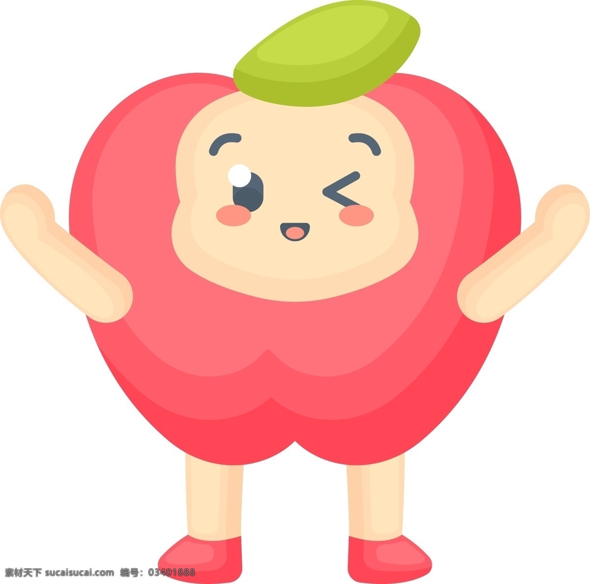 卡通 苹果 可爱 水果 矢量 元素