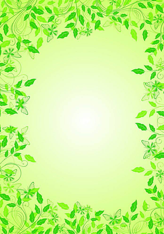漂亮 绿叶 花边 植物矢量素材 花边矢量素材 蝴蝶 春天 边框 花纹 底纹 矢量图 植物 卡通设计 白色