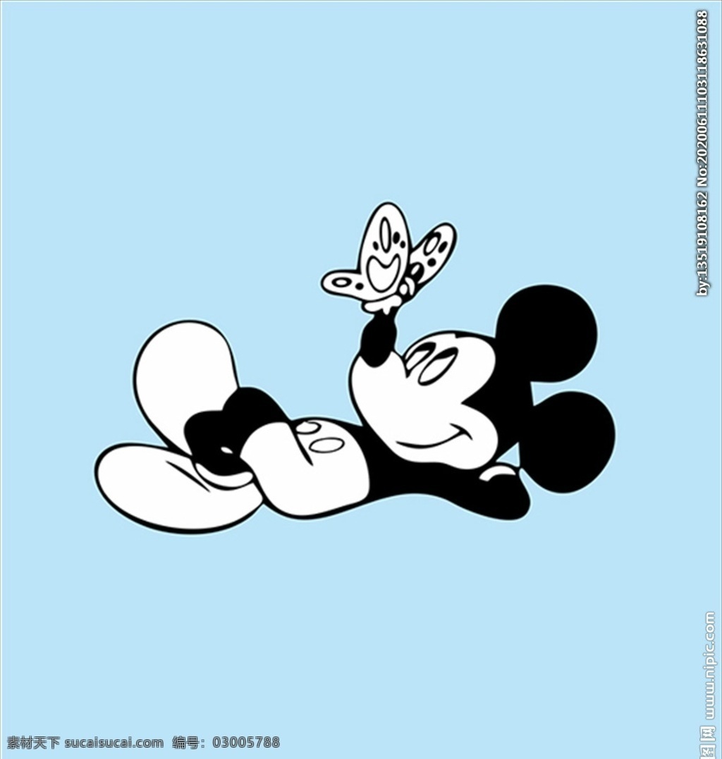 黑白米奇 迪士尼 卡通图案 印花 矢量图 动漫动画