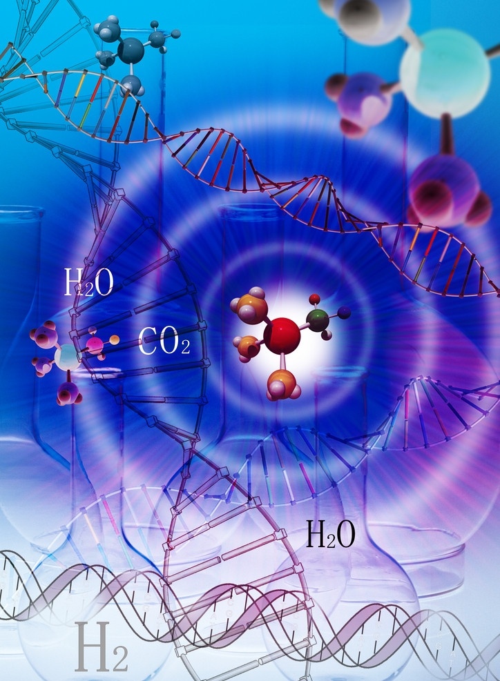 生物科技 dna 分子模型 烧瓶 玻璃皿 科技 分层 源文件