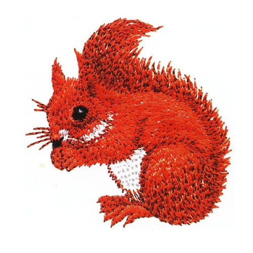 绣花 动物 松鼠 色彩 红色 免费素材 面料图库 服装图案 白色