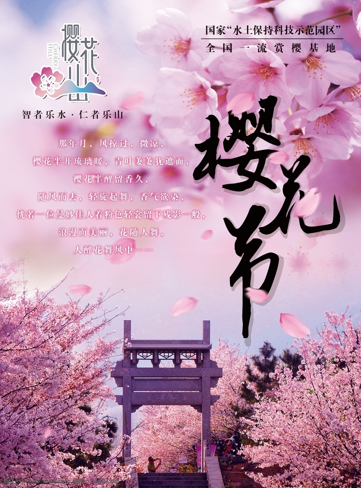 樱花节海报 樱花 风景 如诗如画 观光 大气 紫色