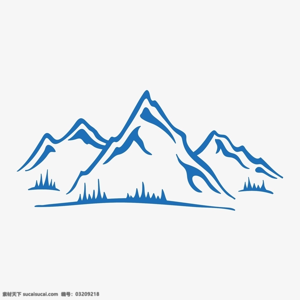 蓝墨水 笔 山 logo 模板 蓝色 山脉 自然 风景 旅游 水墨 群山 logo模板