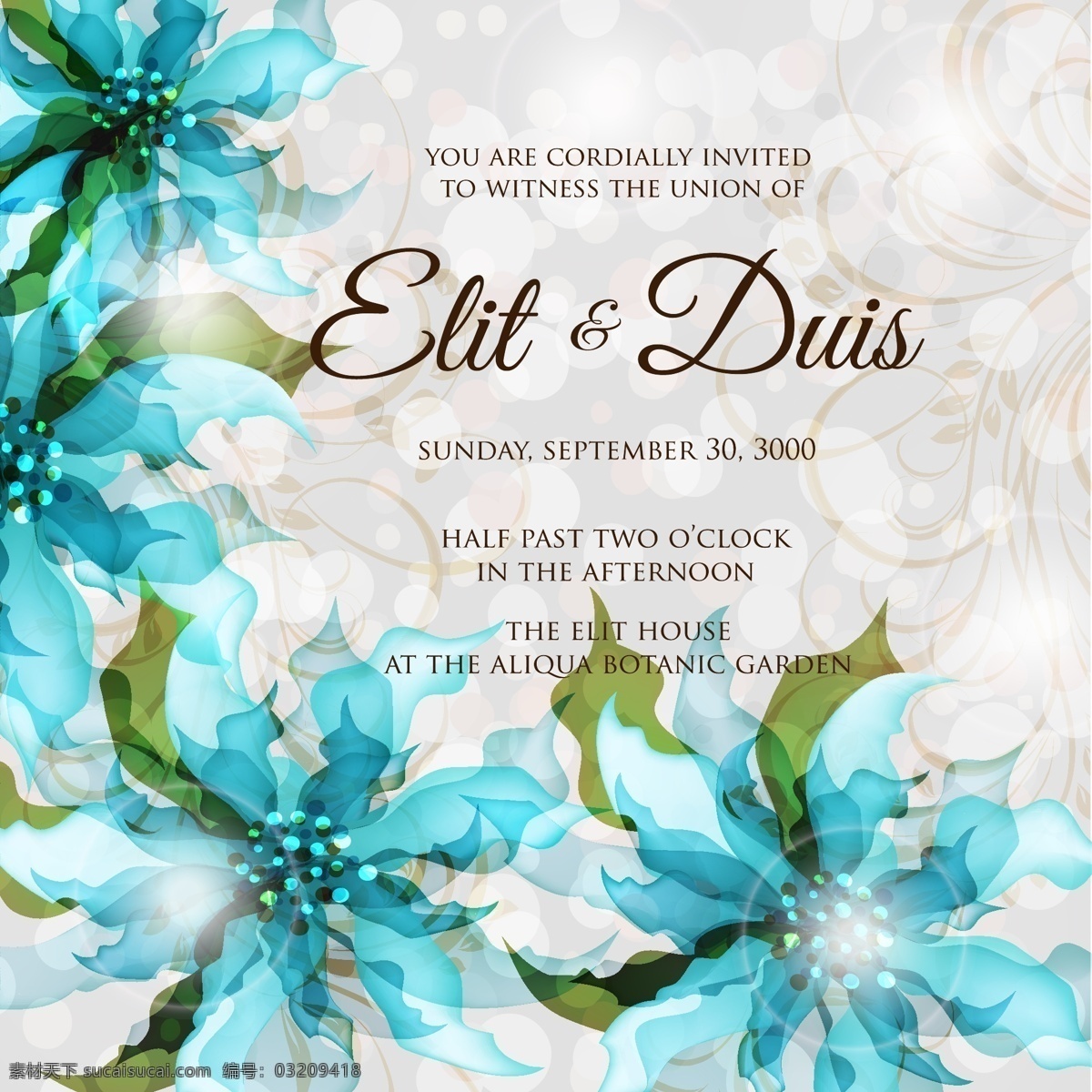 蓝色 花朵 图案 矢量 背景 花纹底纹背景 婚礼 邀请函 海报 精美 蓝色花朵 纹理 质感