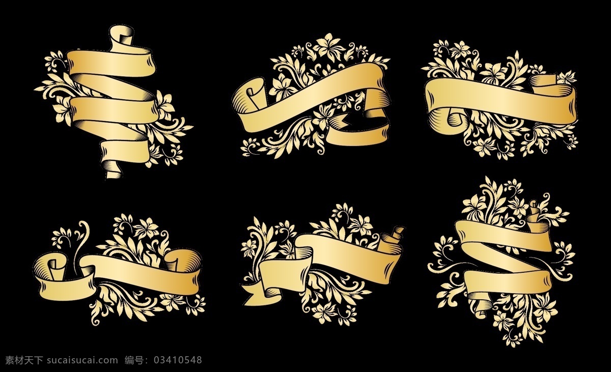 镶 树叶 花朵 金色 复古 丝带 横幅 赌场 皇家 背景 装饰品 徽章 盾牌 优雅 月桂 葡萄酒 装饰 圣