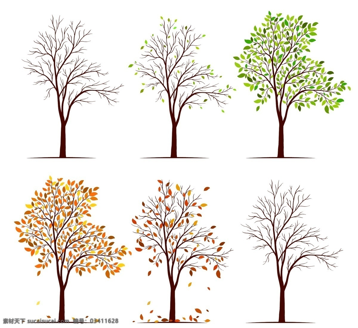 大树图片 矢量树 树叶 树干 树枝 可以编辑 文化艺术 绘画书法