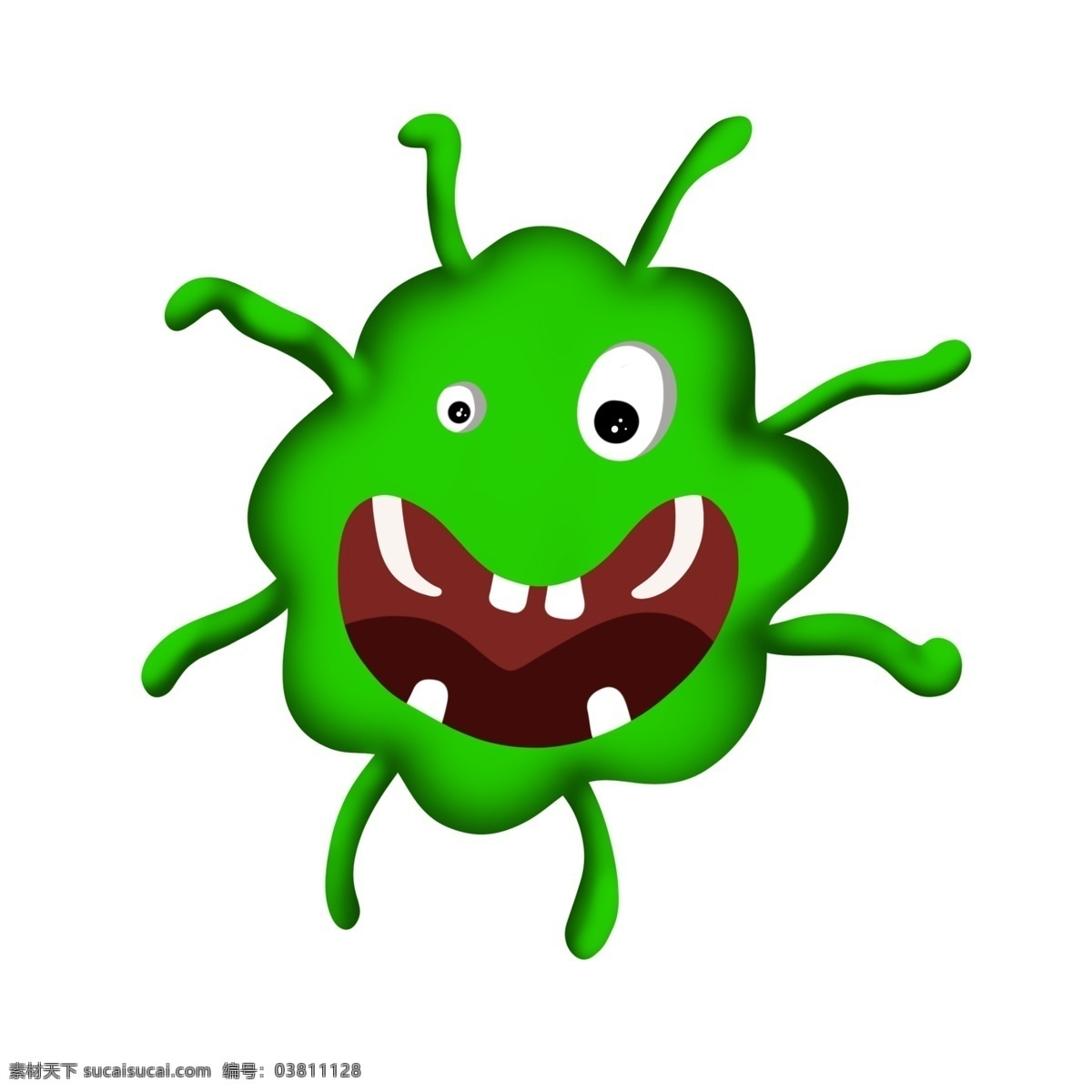 绿色 细菌 卡通 插画 绿色的细菌 卡通插画 细菌插画 病菌 细胞膜 细胞质 核糖体 单细胞生物