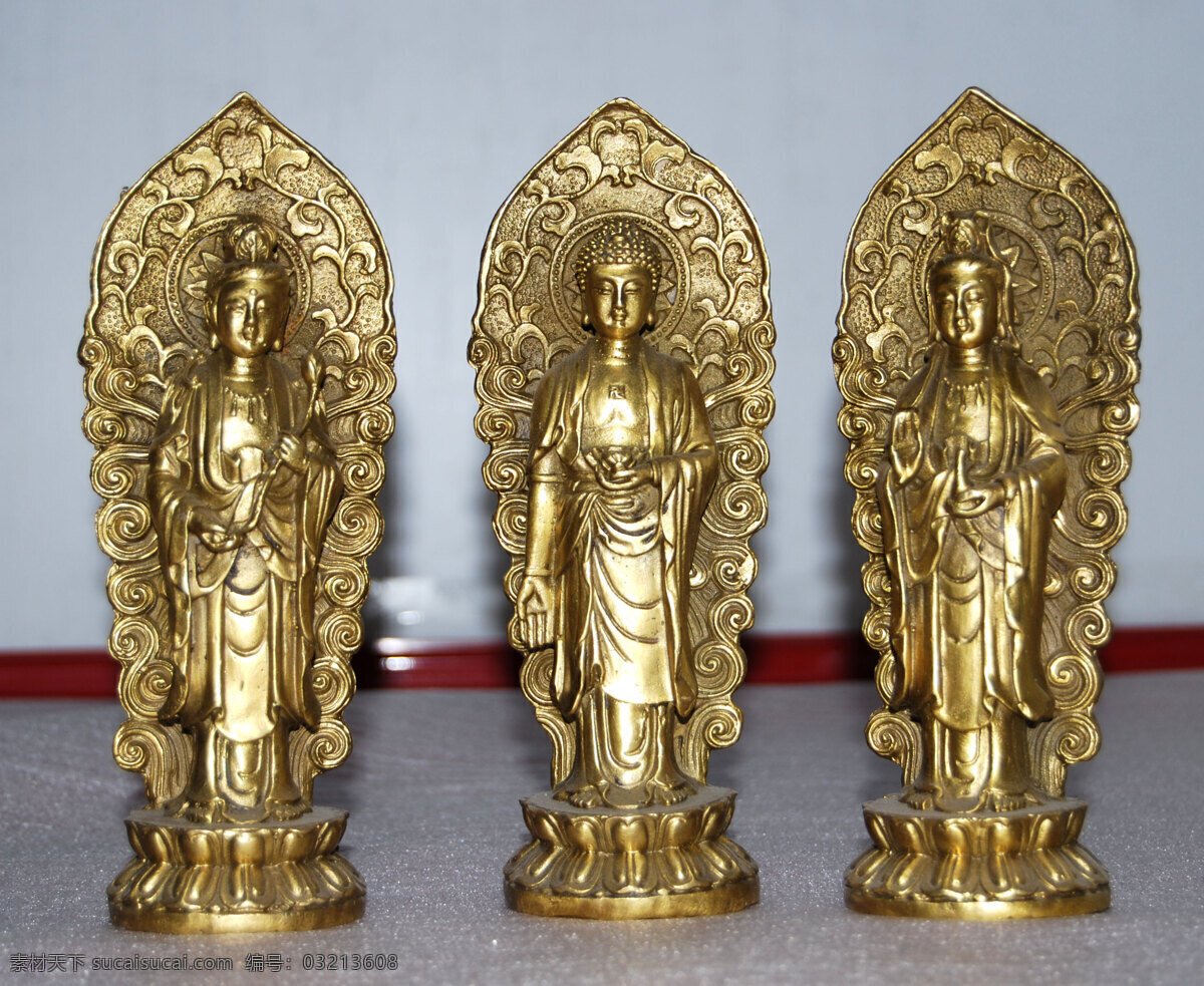 西方三圣 铜像 佛教 佛像 观音 阿弥陀佛 旅游摄影 铜器铜像系列 摄影图库 300