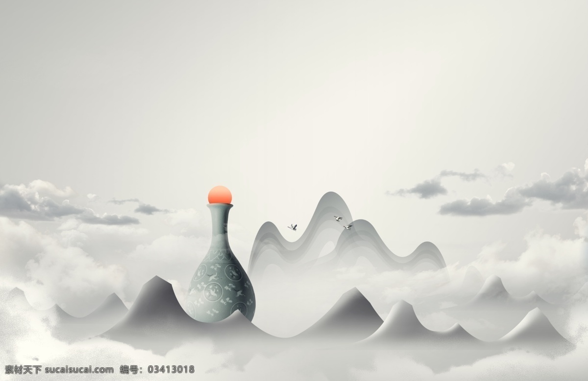 水墨中国风 水墨山水 山水中国风 山水画 山水 水墨画 中国风 房地产 房地产海报