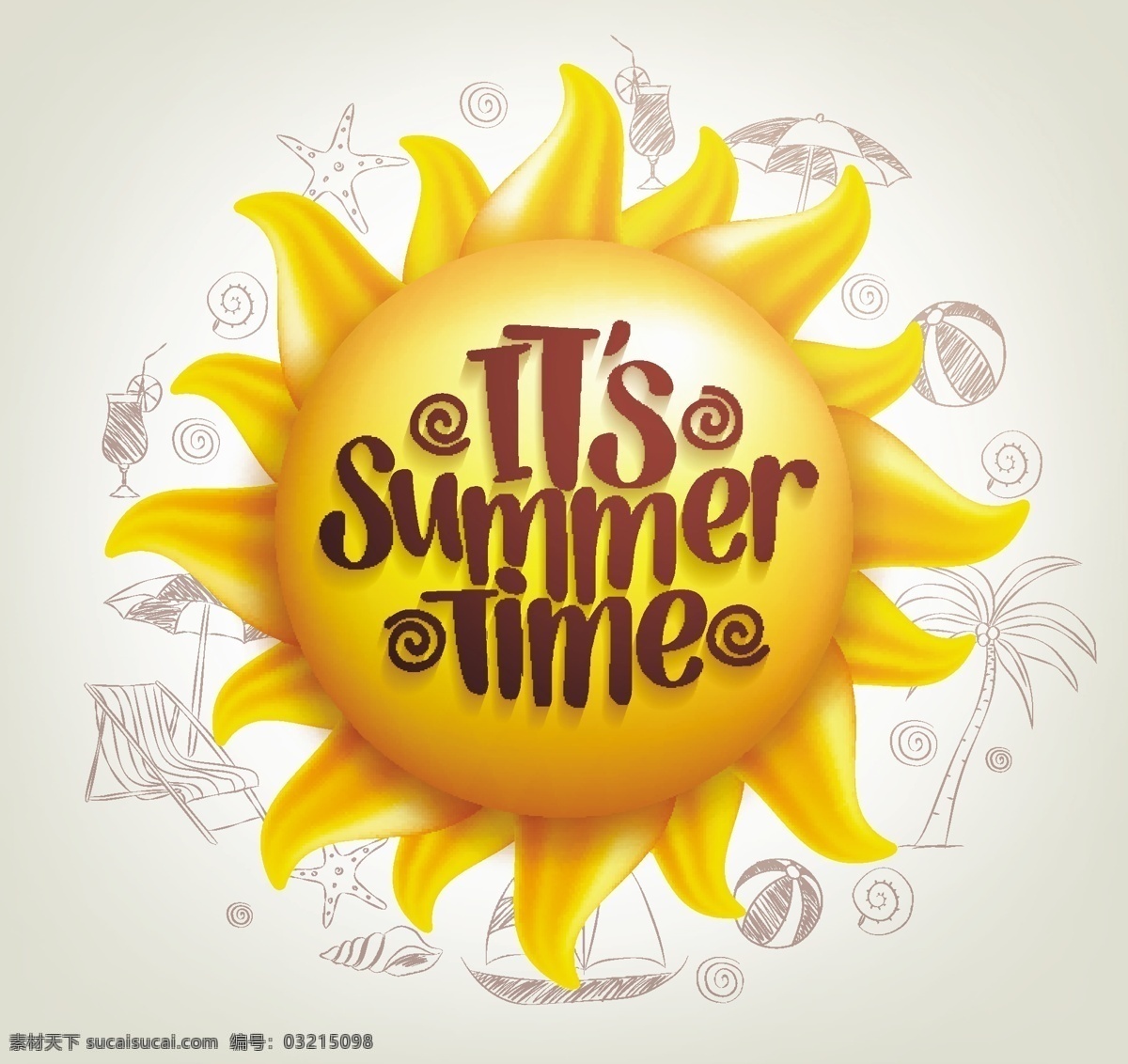 你好 夏天 创意 广告 元素 矢量 太阳 艺术字 夏季 白色