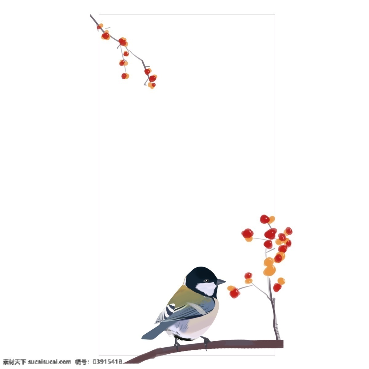 漂亮 小鸟 边框 插画 手绘小鸟边框 创意小鸟边框 红色 小花 可爱 清新小鸟边框