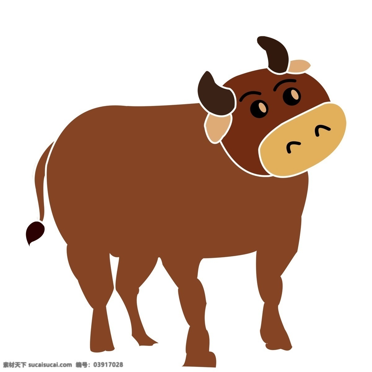 卡通 简约 头牛 动物 插画 一头年 牛