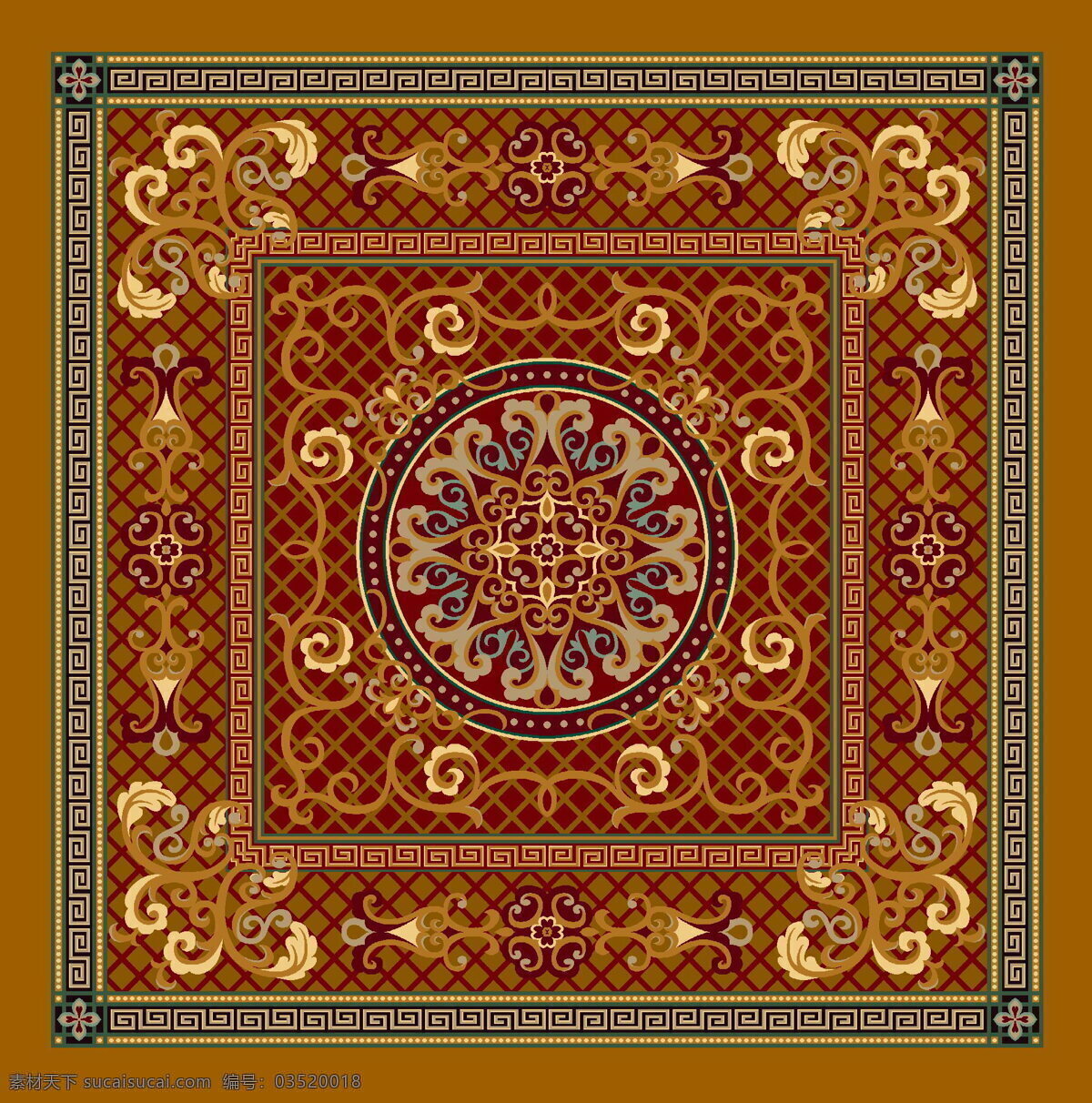 欧式 手工 地毯 设计图 红色