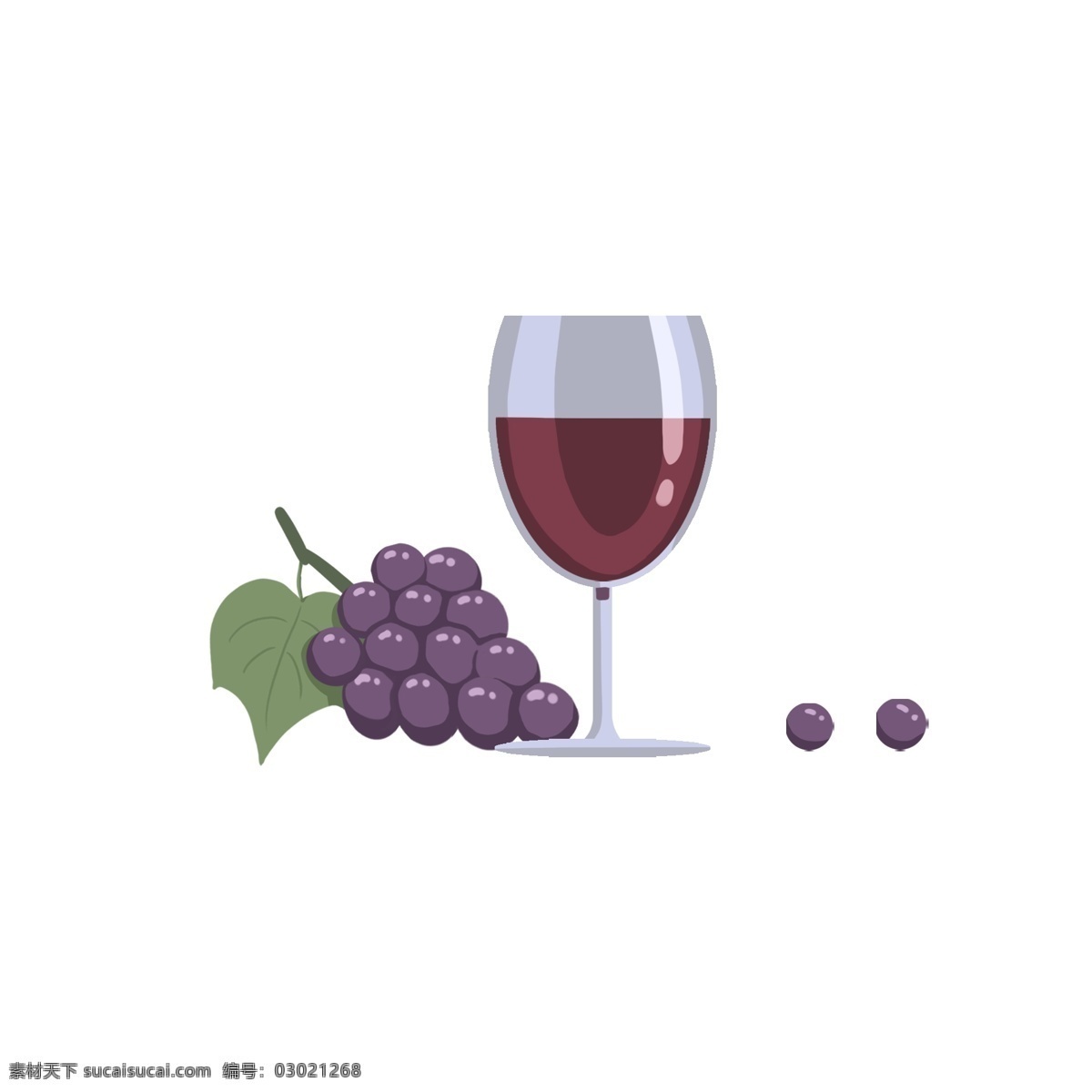 简约 清新 葡萄酒 插画 元素 设计素材 免扣元素 png素材 食品 饮料 酒类 可商用 葡萄 酒杯 装饰图案