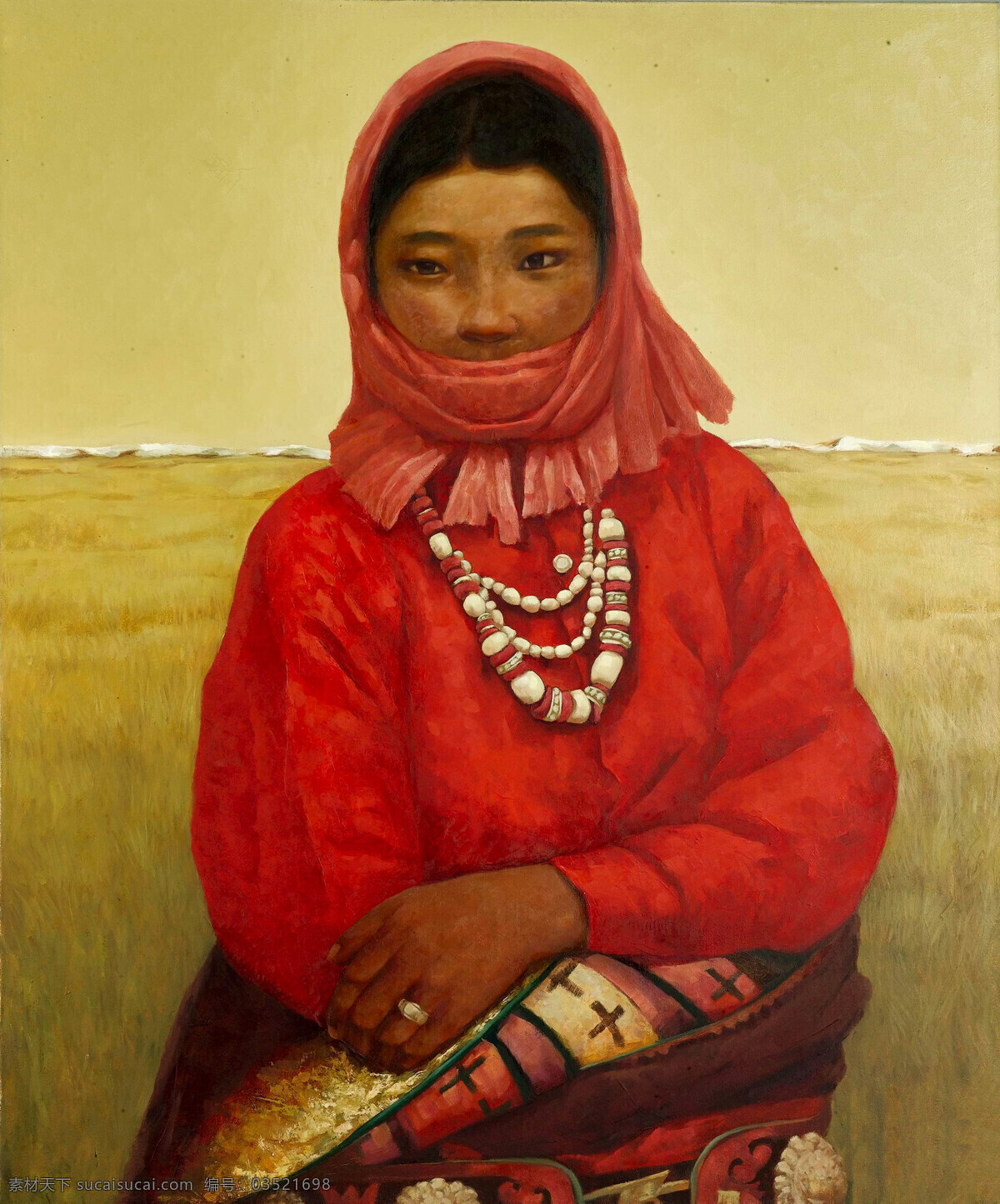 表情 动作 发型 绘画 绘画书法 美术 女孩 女人 高原红妹 油画 现代油画 人物画 少女 藏族小姑娘 姿势 红色服饰 油画艺术 油画作品5 文化艺术 家居装饰素材