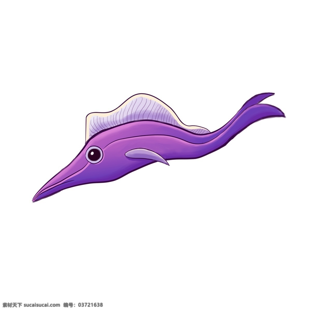 手绘 卡通 紫色 海鱼 水中 海底 带鱼 秋刀鱼 鱼尾巴 鱼鳞片 食物 美味 动物 手绘带鱼