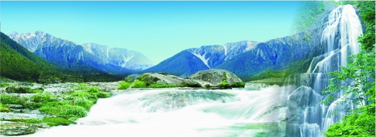 山水瀑布 山水 瀑布 高山 流水 绿叶 蓝天 山水风景 自然景观 矢量