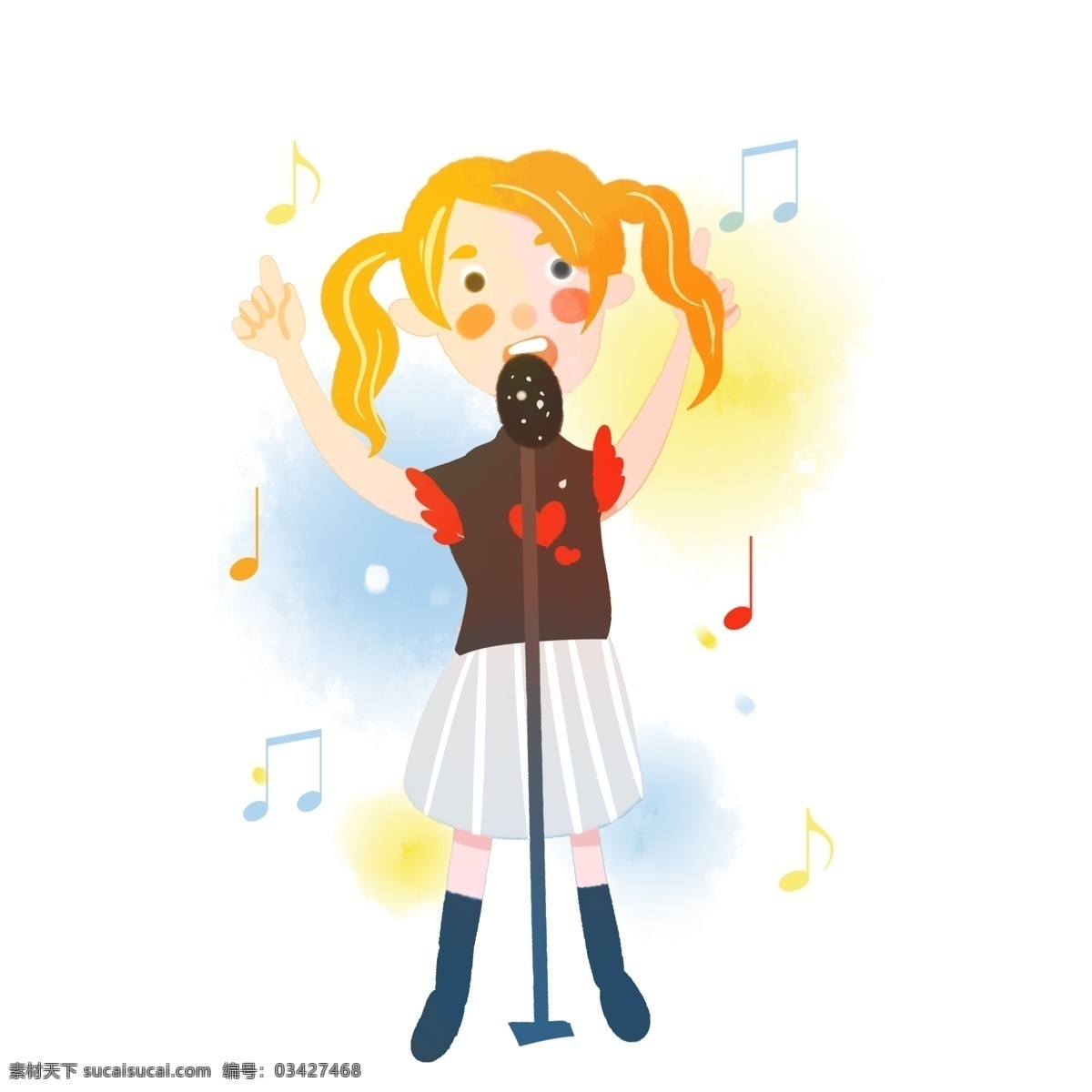 音乐节 女歌手 卡通 扁平 手绘 元素 明星