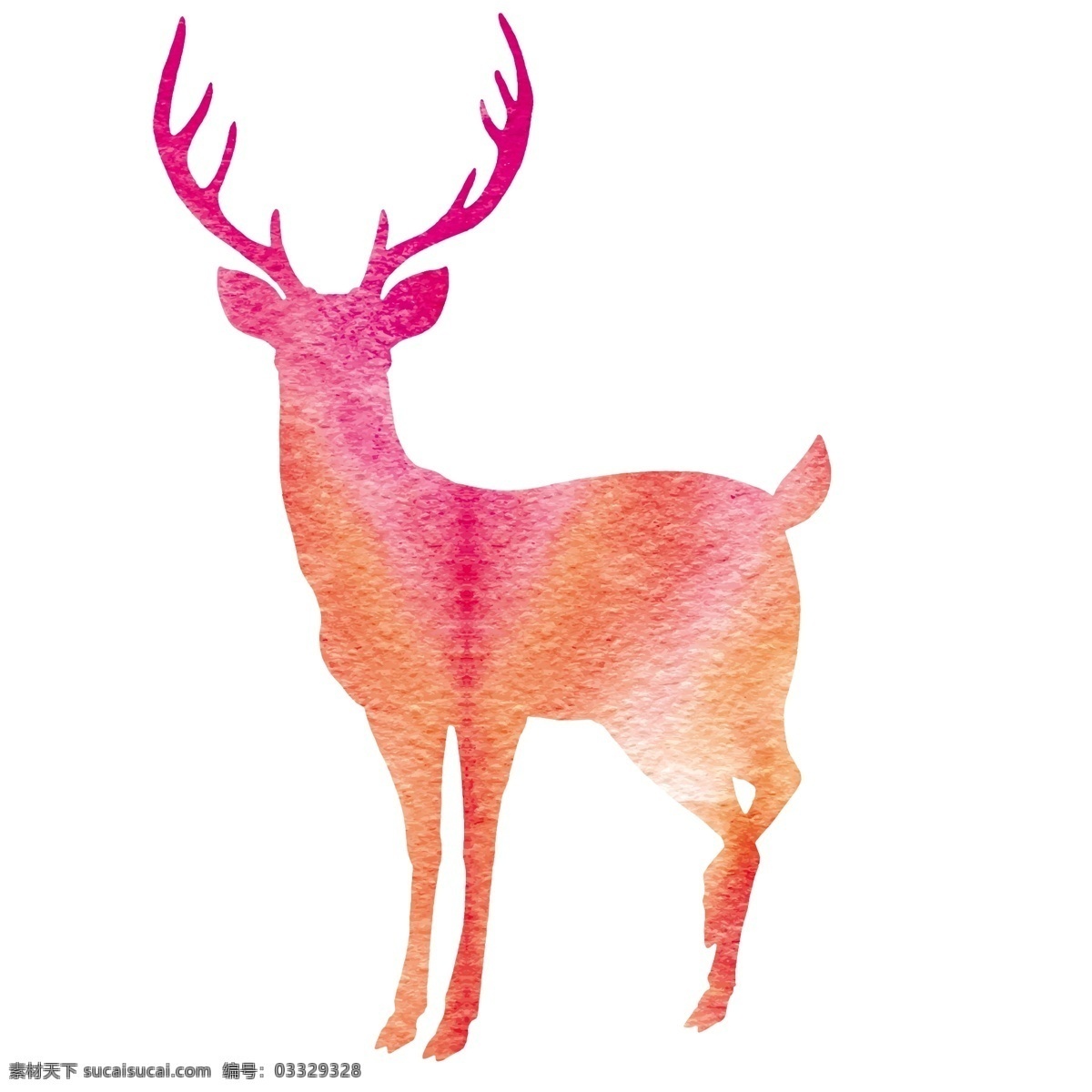 森 系 鹿角 小鹿 手绘 插画 矢量 水彩 日系 图案 卡通 绘画 物品 头像 橡皮章 风格