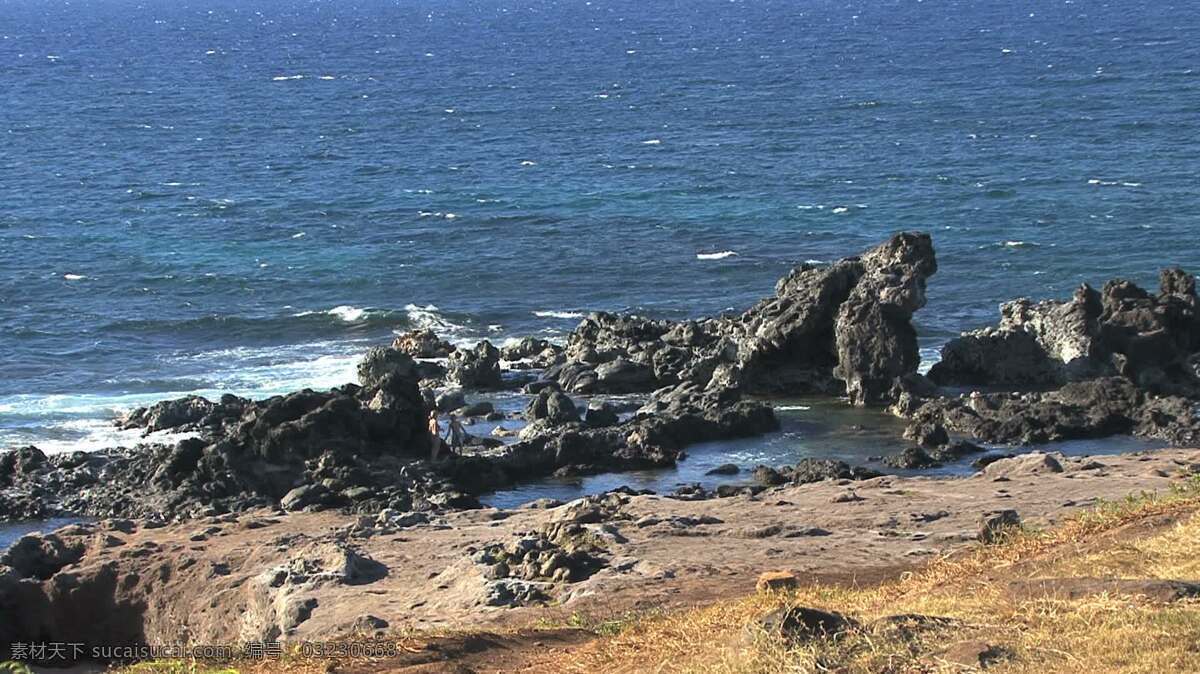 毛伊岛 孩子 岩石 股票 视频 播放 视频免费下载 夏威夷 岛 热带 岸边 沙滩 波 玩 avi 灰色